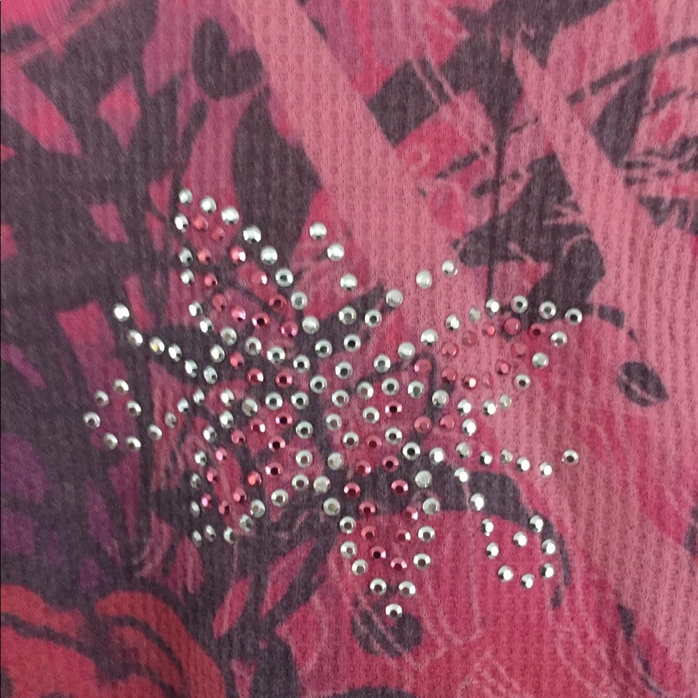 FLEURISH SZ L PINK FLORAL LONG SLEEVE THERMAL TOP - Picture 3 of 6